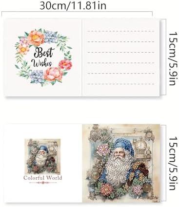 LSQFS Diamond Art Retro Christmas Card Set with Matching Envelopes,6 Pieces