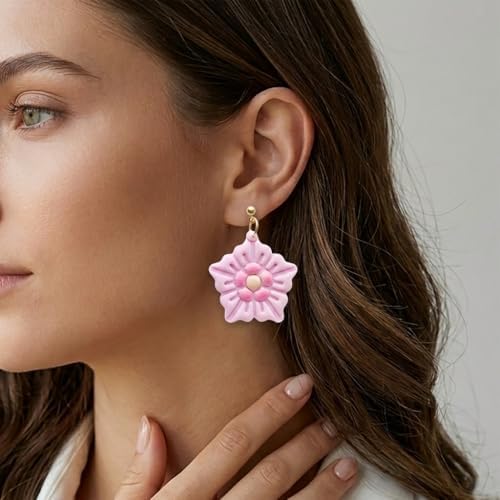 Xaekicr 9 Pcs Boho Polymer Clay Cutters with Hole - Lotus, Leaf & Mandala Shape Jewelry Making Tools for Earrings & Pendants, Soft Clay Molds