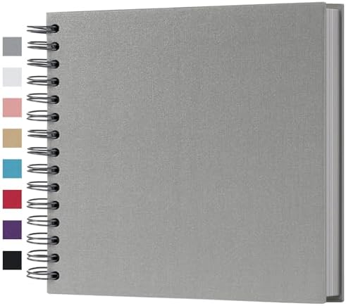 potricher 8 x 8 Inch DIY Scrapbook Album 80 Pages with Kraft Paper, Gray | Thick Kraft Paper Scrap Book Photo Albums, Memory Book for Wedding, Anniversary, Baby, Family, Travel, DIY Projects