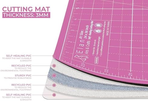 Elan Cutting Mat A3 Pink & Purple, Self Healing Cutting Mat 12x18 Inch, 5-Ply Craft Board Pink, Hobby Board for Crafts 12x18 Inch