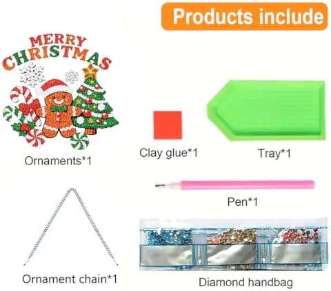 VeGuude Christmas Diamond Art Kits for Adults, DIY Acrylic Hanging Ornament