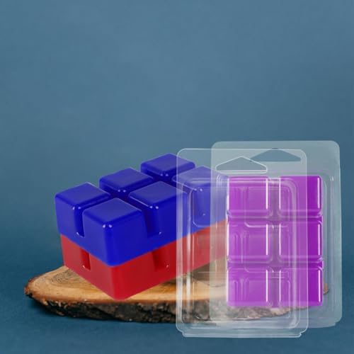 100 Packs Wax Melt Clamshells Molds, Clear Empty Plastic Cube Tray for Wickless Tarts Candles.