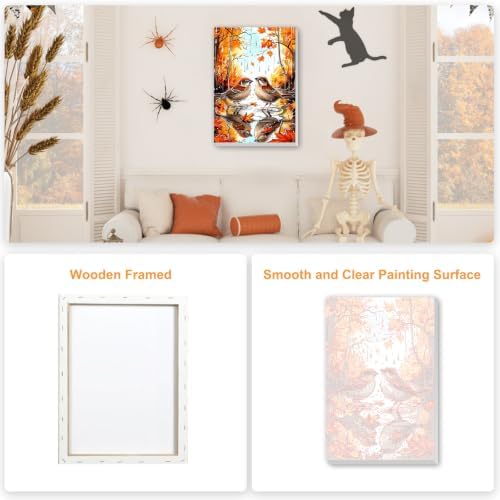 SENQAO Bird Paint by Numbers Kit for Adults Beginner, Fall Hummingbird Adult Paint by Number Kits on Canvas, DIY Acrylic Oil Easy Painting by Numbers for Home Wall Decor 8X12 inch