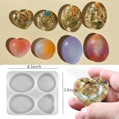 Thumb Worry Stone Resin Molds Crystal Chakras for Epoxy Resin Casting Oval Heart Silicone Molds for Relief Anxiety for Men Women Meditation Student Stress Relief
