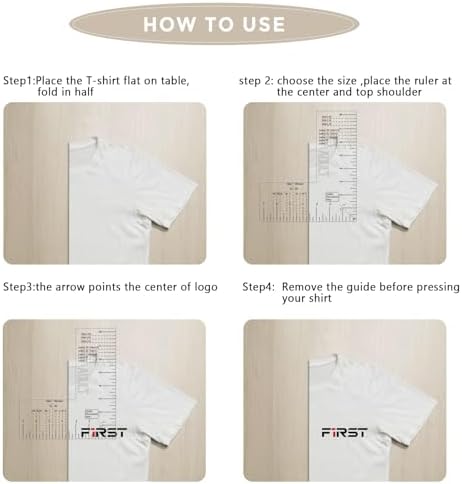 Left Chest Logo Placement Tool for Heat Press, Embroidery Placement Ruler, Acrylic Tshirt Ruler for Pocket Prints