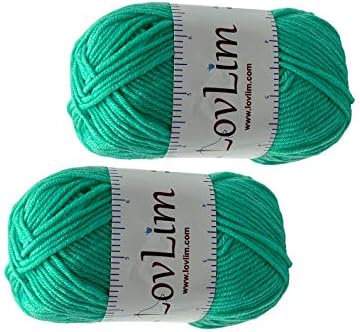 Yarn Pack, 2 skeins of 50g Each, Soft Cotton Yarn for Crochet and Knitting, Craft DK Amigurumi Yarn (Aquamarine)