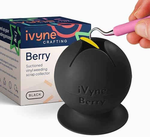 iVyne Berry Suctioned Vinyl Weeding Scrap Collector & Holder for Weeding Tools for Vinyl - Black