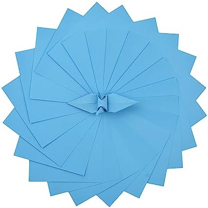100 Origami Double Sided Color Medium Blue 3x3 Inches Square Easy Fold Paper for Folding, Cranes, Scrapbook (S17 Medium Blue)
