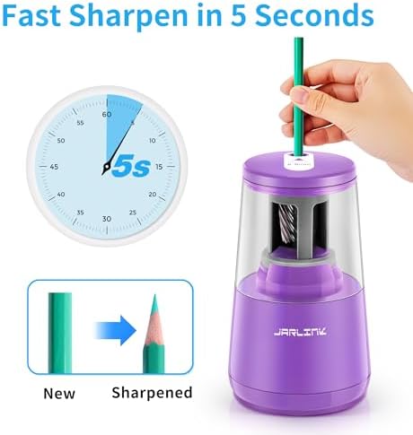 JARLINK Electric Pencil Sharpener, Heavy Duty Helical Blade, Auto Stop
