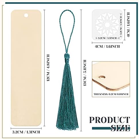 TaoBary 92 Pcs 4.8 x 1.3 Inch Flower Wood Bookmark Making Kit Includes 36 Unfinished Blank Bookmarks 36 Tassels 20 Templates, Back to School DIY Painting Craft for Home Class Holiday Teachers Gift