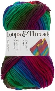 Loops & Threads Facets Yarn - Yarn for Knitting, Crochet, Weaving, and Arts & Crafts - Multi, Acrylic, 3.5 oz