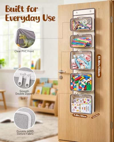 Over the Door Organizer, Hanging Craft and Art Supply Storage, Beige