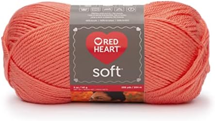 Red Heart Soft Yarn for Crocheting and Knitting, Coral, 3-Pack