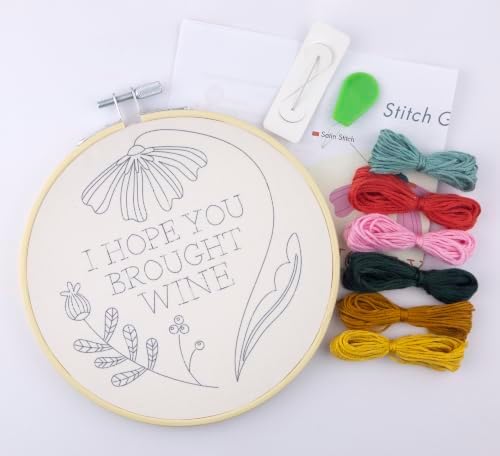 FUNATIC I Hope You Brought Wine Funny Embroidery Kit for Adults
