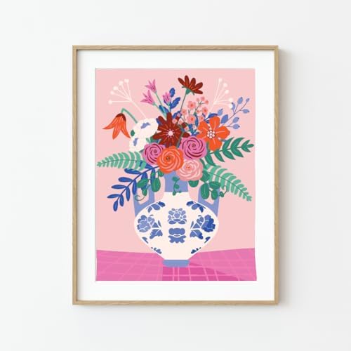 Pink Picasso Paint by Number Kit, All Ages, 8x10, Blue Ming | Mid Century Modern Collection, Acrylic Paints and Brushes included, Pre-printed high quality canvas, DIY art kit, Gift-ready