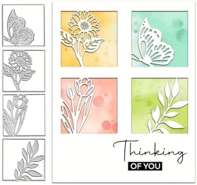 Scrapbooking Die-Cuts, Layer Frame Net Set Metal Cutting Dies for Card Making, Paper Craft Template, Background Embossing Stencils, DIY Album Décor (Flower butterfly-10.9x10.9cm)
