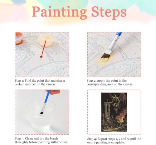 Auremi Horror Paint by Number Kits with Framed, DIY Gothic Paint by Number Canvas for Adults, Easy Acrylic in Canvas with Brushes for Decor 20x30cm