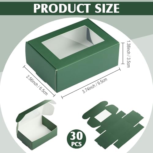 Zonon 30 Pcs Mini Kraft Soap Boxes with Window Homemade,Green