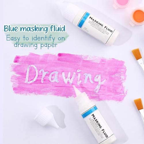Feifeiya 2 Pcs Masking Fluid for Watercolor Painting, 15ml Capacity, White