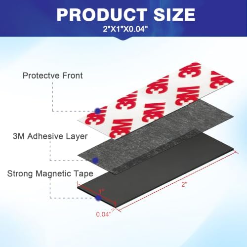 80 Pack Magnetic Strips with Adhesive (2" x 1") for Bookmarks