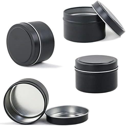 EricX Light Candle Tin 24 Piece, 4 oz, for Candle Making, Black