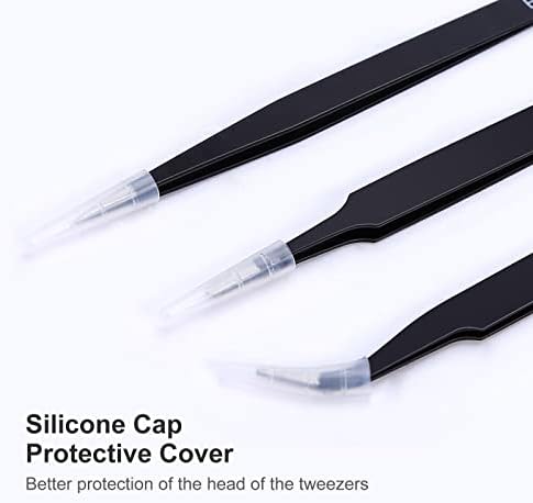 kaverme 3PCS Precision Tweezers Set, Upgraded Anti-Static Stainless Steel | Tweezers for Electronics, Soldering, Laboratory Work, Jewelry-Making, Model, Craft
