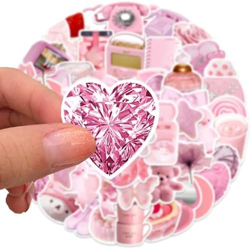 DothRayan 100PCS Coquette Pink Aesthetic Pack Stickers, Cute Bow Tie Girls Pink Sticker for Water Bottles,Laptop,Scrapbook Vinyl Waterproof Aesthetic Decals