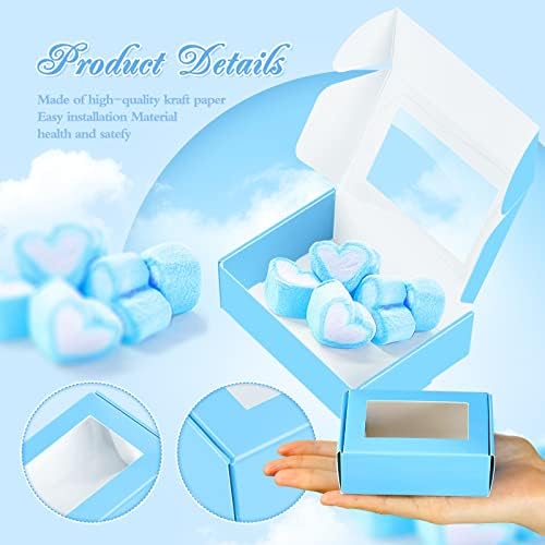 Zonon 30 Pcs Mini Kraft Soap Boxes with Window Homemade,Blue