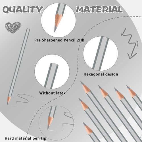 60 Pack Bulk Silver Colored Pencils for Kids, Pre-sharpened Art Pencils Back to School Supplies Set, Drawing Sketching Pencils for Students, Teachers, Classroom