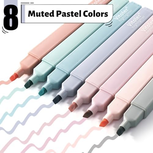 Vitoler Pastel Highlighters,Cute No Bleed Bible Bible Study 8pcs | Assorted Colors, high quality for bible study,books,journal,writing,school office