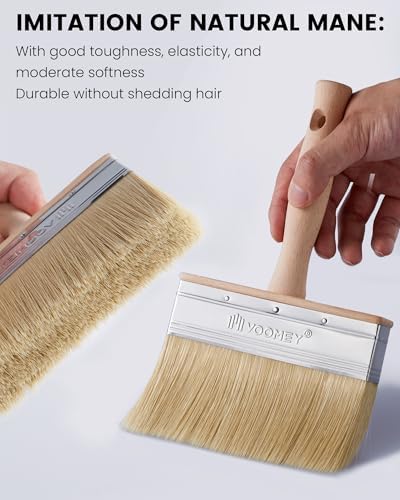 Voomey Deck Stain Brush 6 Inch, Limewash Brush for Wood, Deck Stain and Sealer Applicator, Strong Hold Paint Without Chipping, Quickly Paint Decks, Fences, Walls and Furniture