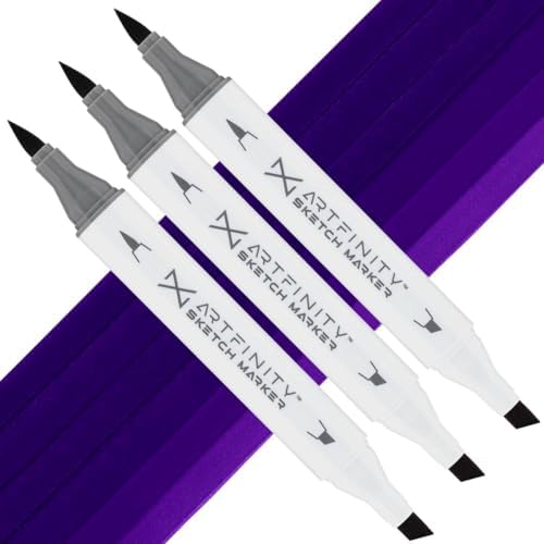 Artfinity Sketch Markers - Set of 3 - Blue Velvet BV1-9, Vibrant, Professional, Dye-Based Alcohol Markers for Artists, Drawing, Travel, & More