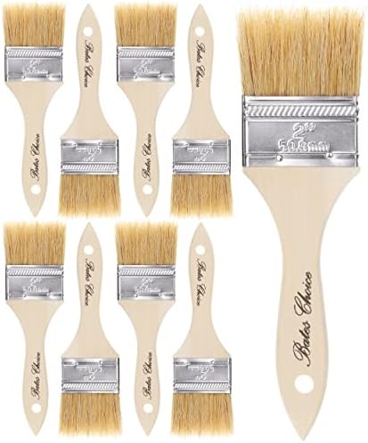 Bates- Chip Paint Brushes, 2 Inch, 9 Pack, Natural Bristle with Wood Handle