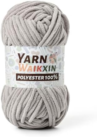Light Gray Soft Chenille Yarn for Crocheting, Fluffy Chunky Crochet Yarn for Baby Blanket, (3.52oz/131yds) Fuzzy Velvet Yarn for Amigurumi&DIY Puzzle、Crafts、Scarf