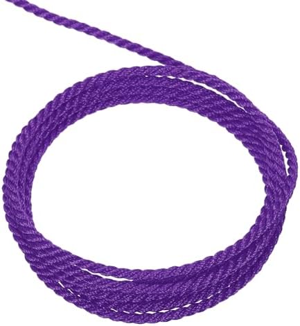 MECCANIXITY Twisted Cord Trim, 5 Yard 1mm 3-Ply Twine Braided Rope Shiny Thread String for Craft Gift Bag Curtain Christmas Decor, Purple - 5m