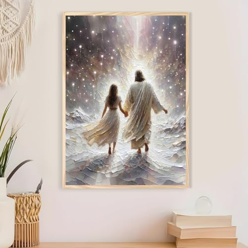 Jesus Paint by Numbers Kit for Adults Framed Canvas 12X16 in, Frameworkless