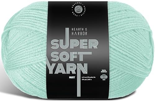 Acrylic Yarn for Crocheting & Knitting – Soft Crochet Yarn for Crocheting, 370 Yards, Perfect for Crafts & Amigurumi, Medium Worsted Weight 4, Mint