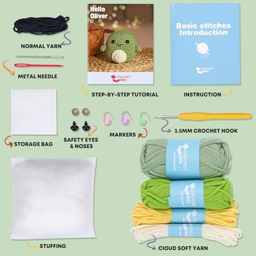 Complete Beginners Crochet Kit - Turtle Crochet Kit, All You Need in, Include Step-by-Step Video Tutorials, Easy Using Soft Yarn, Instruction, Birthday Gift for Adults, Teens