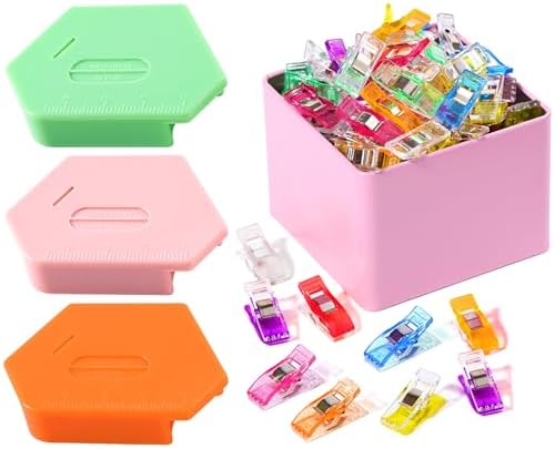 3 Pack Magnetic Seam Guide for Sewing Machine with 60pcs Sewing Clips Guide with Scale Sewing Supplies(Green,Orange and Pink)