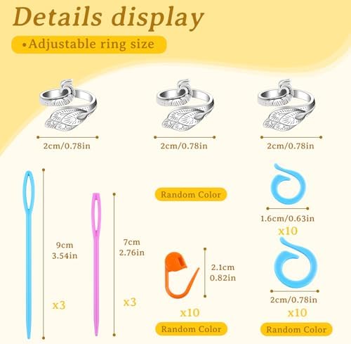 Yizzvb 3 Pcs Crochet Ring 30Pcs Stitch Markers Knitting Tension Rings