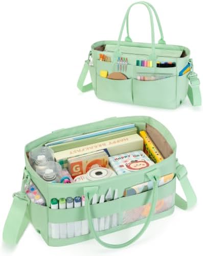 Marscamd Craft Organizer Tote Bag, Art Supply Caddy, Green