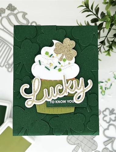 Scrapbooking Die-Cuts for Card Making, Christmas Metal Cutting Dies, Paper Craft Punch Template, Background Embossing Stencils, DIY Album Décor (Lucky Clover-9.6x12.6cm)
