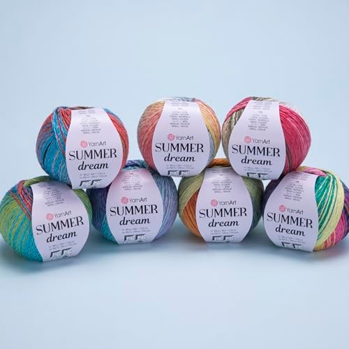 YarnArt Summer Dream Yarn 383 yd Fine Cotton Viscose, 70% Cotton 30% Viscose, Lightweight Knitting Yarn, Crochet Yarn for Summer Tops, Shawls, Cardigans, Baby Clothes & Accessories (4315, Pack of 1)