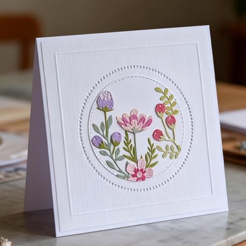 Cutting Dies Metal Stencils Scrapbooking Tools DIY Embossing Template for Paper Card Making Album Arts Crafts Supplies (Circular and Flower-9.8x8.7cm)