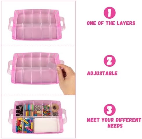Guyuyii 3-Tier Stackable Bead Organizer - 30 Adjustable Compartments - Perfect Craft Storage Solution for Bead Organization, Jewelry Making and DIY Projects