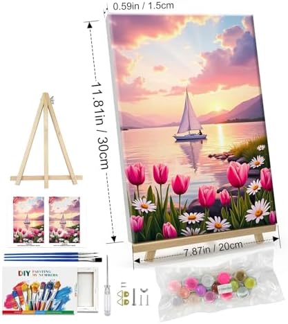 ATDMS Paint by Numbers Kit for Adults, Flowers Paint by Number with Frame