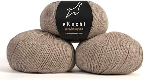 100% Baby Alpaca Yarn for Knitting & Crocheting - Set of 3 Skeins of Premium Yarn DK - Lightweight, Hypoallergenic & Thermal Peru Made - Ideal for Delicate Projects (N028 - Oatmeal)