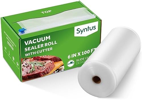 Syntus 6" x 100' Vacuum Sealer Bags Rolls Keeper with Cutter Dispenser