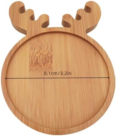 4PCS Mosaic Bamboo Coasters for Crafts, Blank Base Trays, Drinking Cup Coaster, Plant Coaster, Art Plate,DIY Mosaic Supplies (Deer)