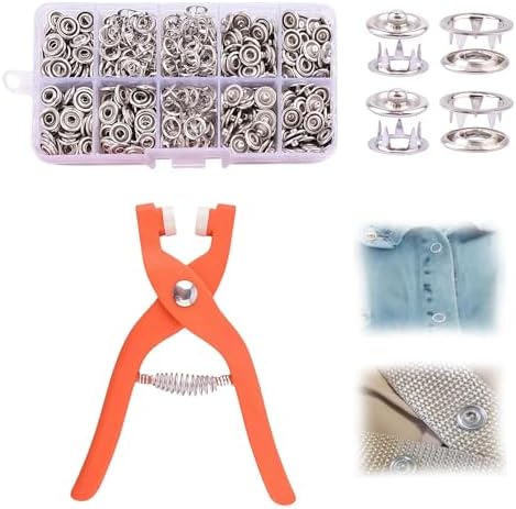 Snap Button Kit, 100 Sets 0.37'' Metal Snap Buttons with Fastener Pliers Press Tool and Box, No Sewing Rust Proof DIY Press Studs Button Fix Tools Perfect for DIY Crafts Clothes Hats